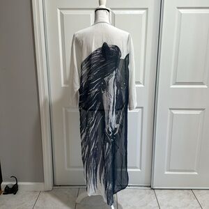 Horse Print Cover Up Shirt Non-Stretch Casual Beachwear Coverup